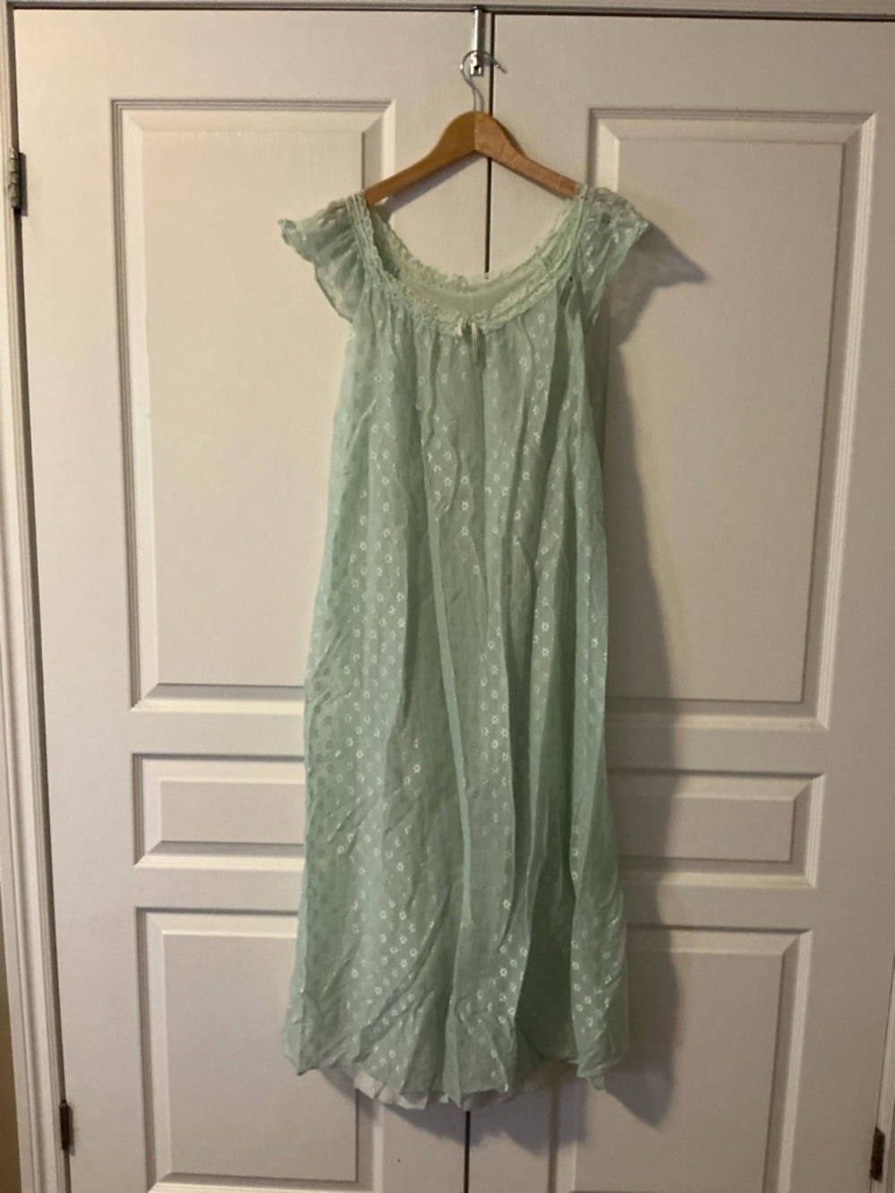Sheer Lace-Trim Mint Green Camisole